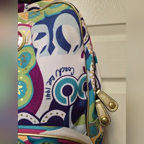 Coach Poppy Multicolor Graffiti Nylon Limited Backpack With  display picture 2
